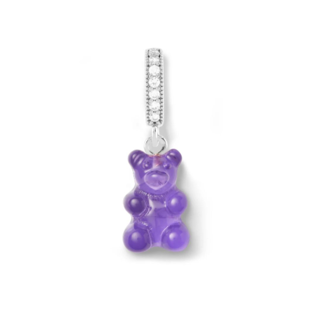 1CZ1024-055 CRYSTAL HAZE Nostalgia Bear - Pave Connector - Silver Plated (A-EU-E)