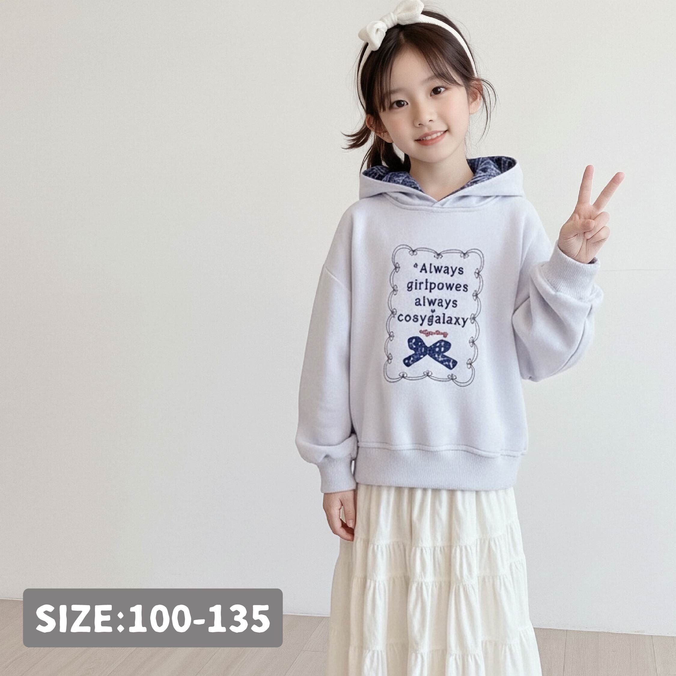 【H55646】甜美格紋蝴蝶結上衣/帽T＊二色