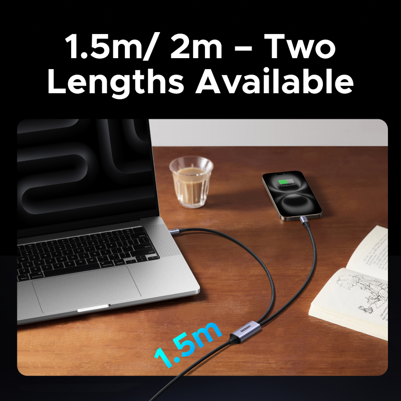 UGREEN - 2 in 1 PD140W Type-C to Type-C Cable 雙設備同時充電 數據傳輸 線材 (2M) 75733 L533
