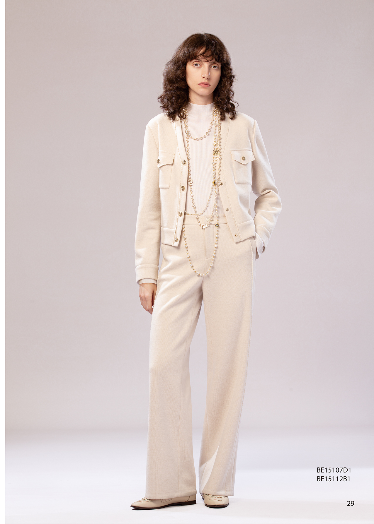 BE15112B1 燕麥靜光細膩編織紋理高腰直筒褲