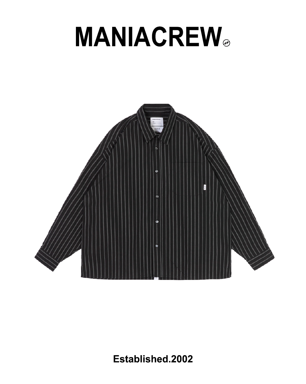 MANIA 休閒條紋長袖襯衫 黑直條 25 A/W Striped Pocket LS Shirt