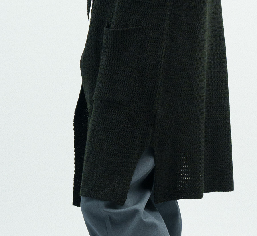 傘狀下擺開岔針織背心黑色款