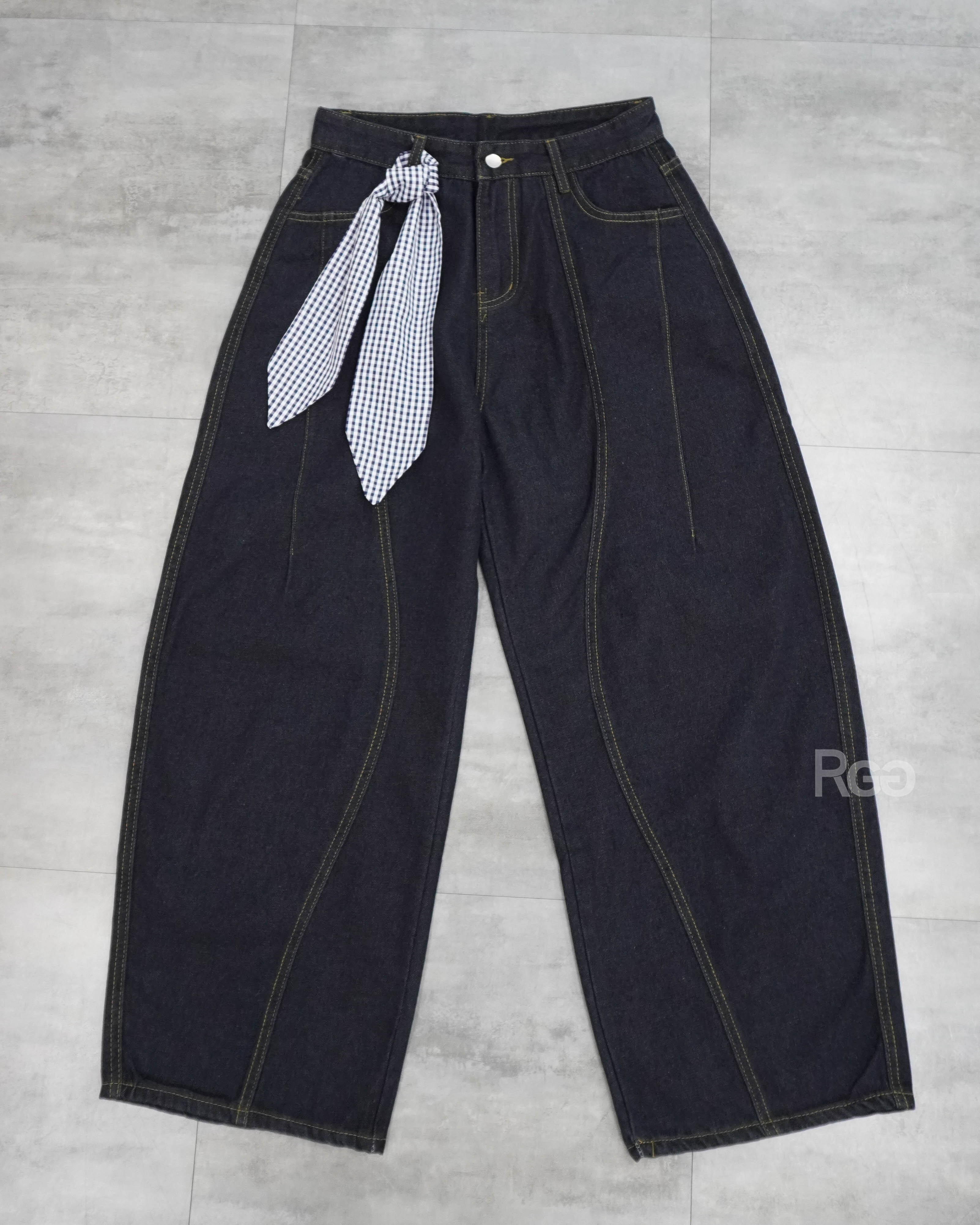 #N13 原色丹寧牛仔彎刀褲 (附可拆方巾)