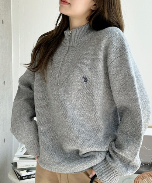 🇯🇵日本新年折扣  25秋冬 Ada × U.S. POLO ASSN 翻領拉鍊針織上衣