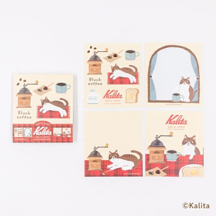 Black Coffee 古川紙工 × Kalita 限量聯名款 咖啡與小貓 便條本｜古川紙工 日本