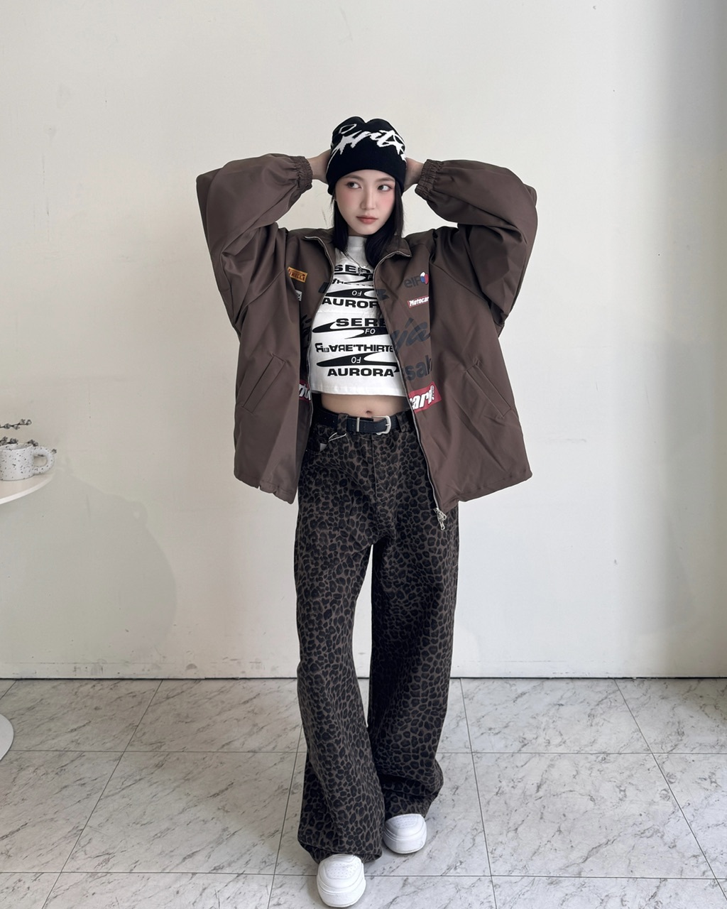 復古風logo翻領外套-8593