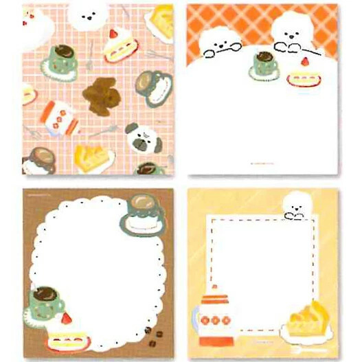 狗狗的下午茶 一本4種圖案 便條本｜古川紙工 日本