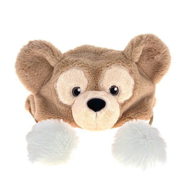 達菲 Duffy 大頭造型 絨毛 立體耳朵 毛球綁帶 造型 帽 -香港迪士尼樂園