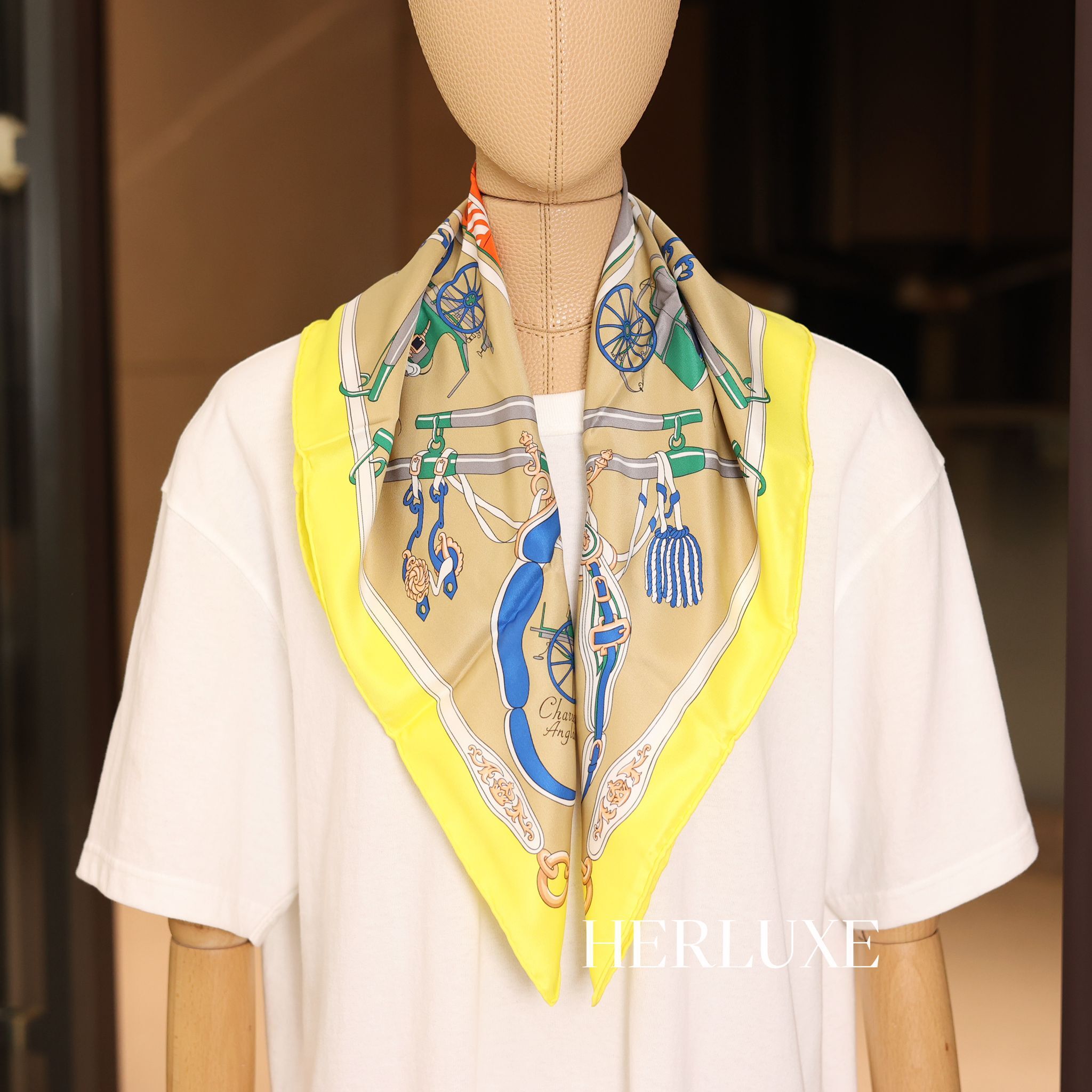 Palobbiers scarf 70 x 70cm Jaune Vif / Beige /Vermillon