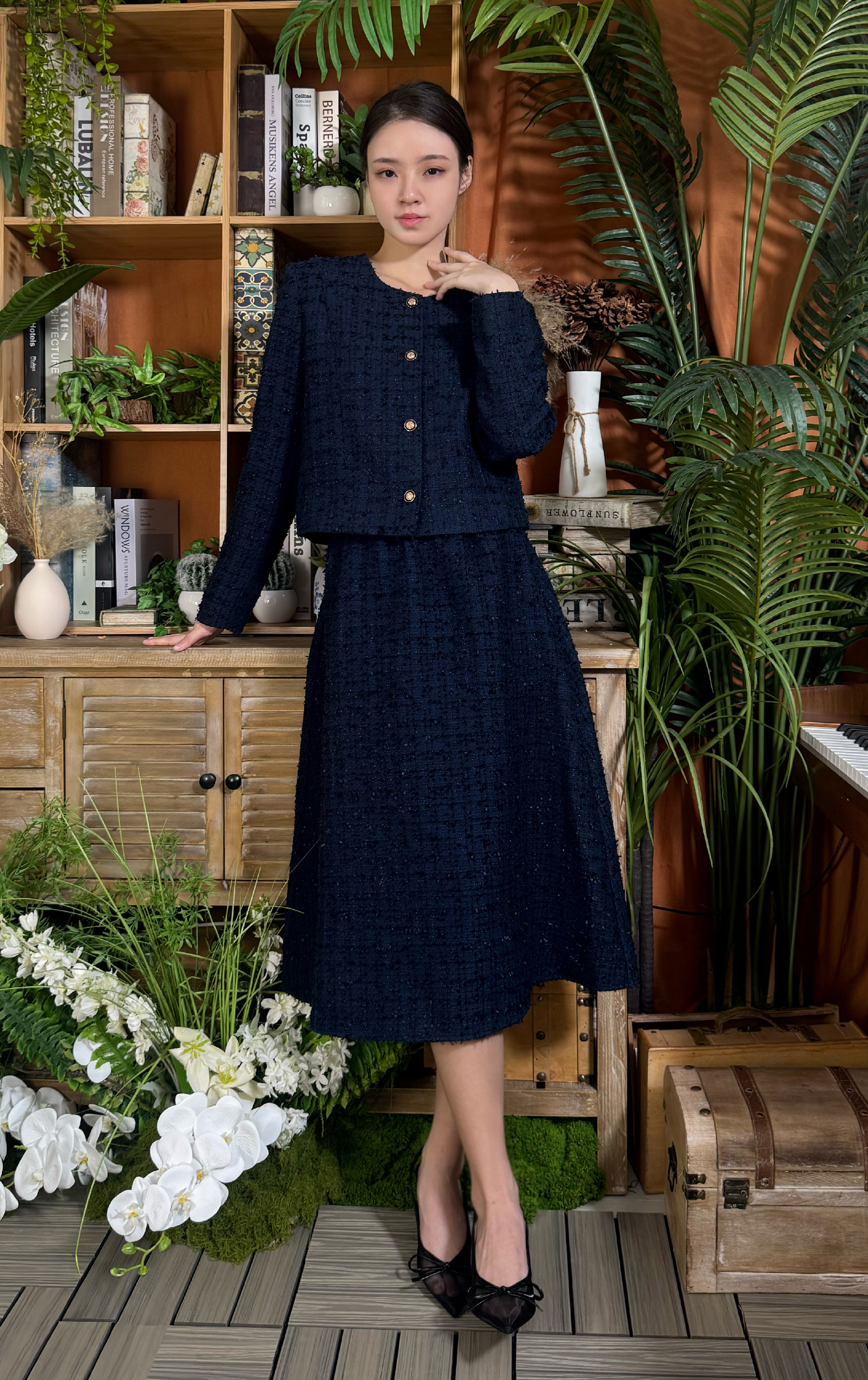 暗紋布料長裙 SK0762