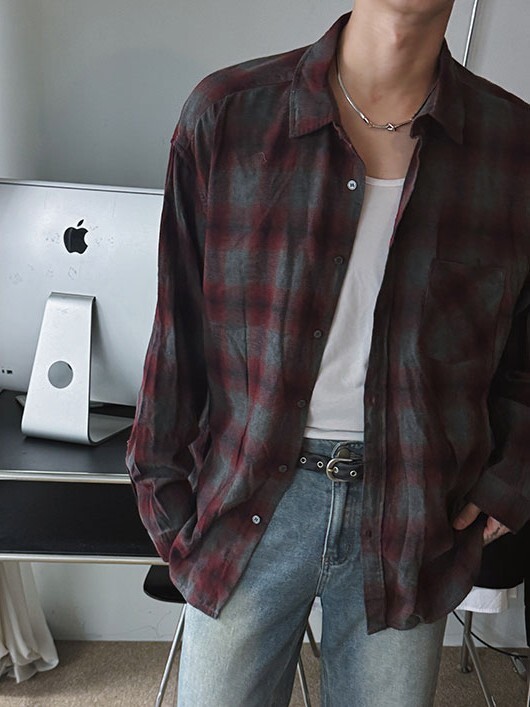 Flex 寬鬆格紋襯衫