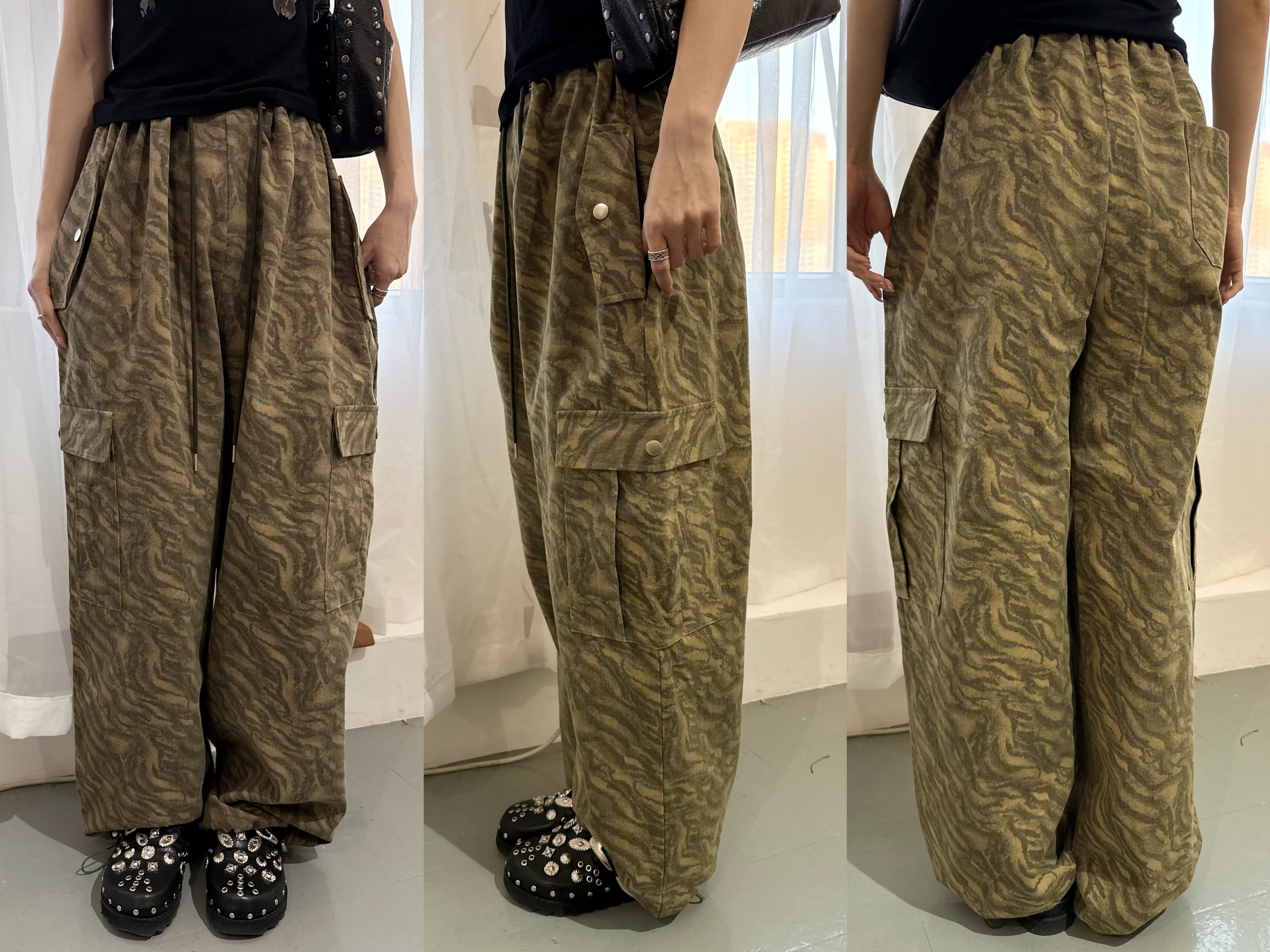 撞色波浪型格闊褲