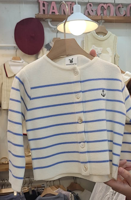 HCB10OW013BL 藍白條紋船錨刺繡外套