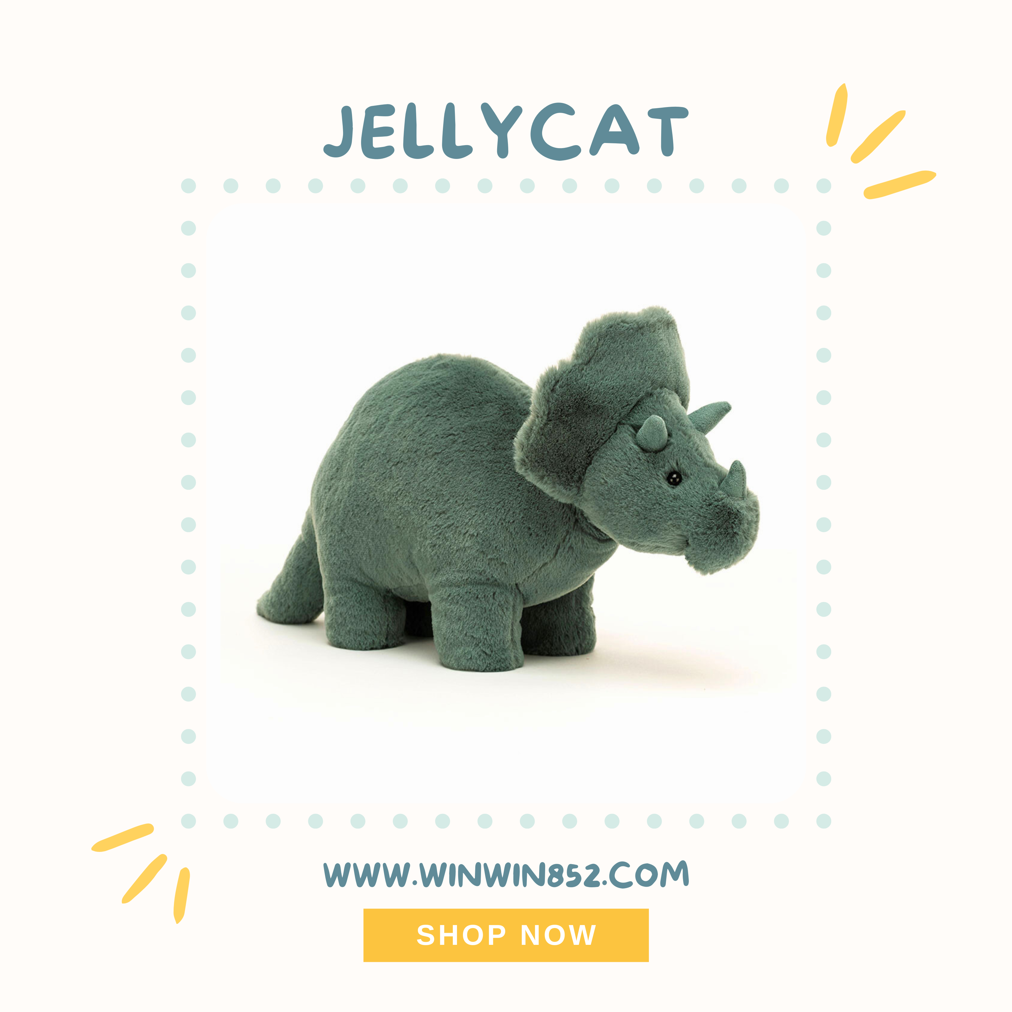 Jellycat Fossilly Triceratops