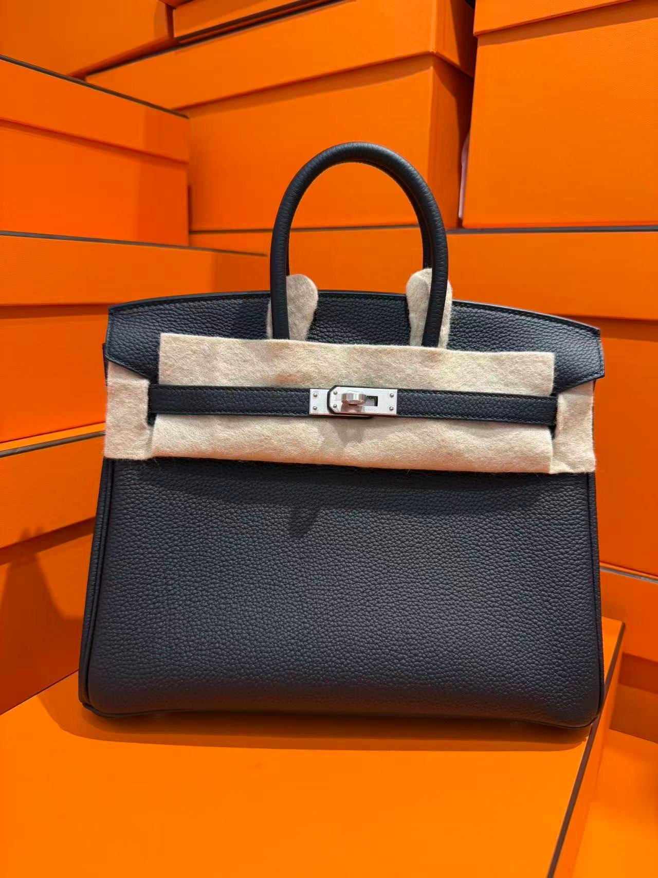 Birkin 25 89 noir cb 拉絲銀扣 togo K
