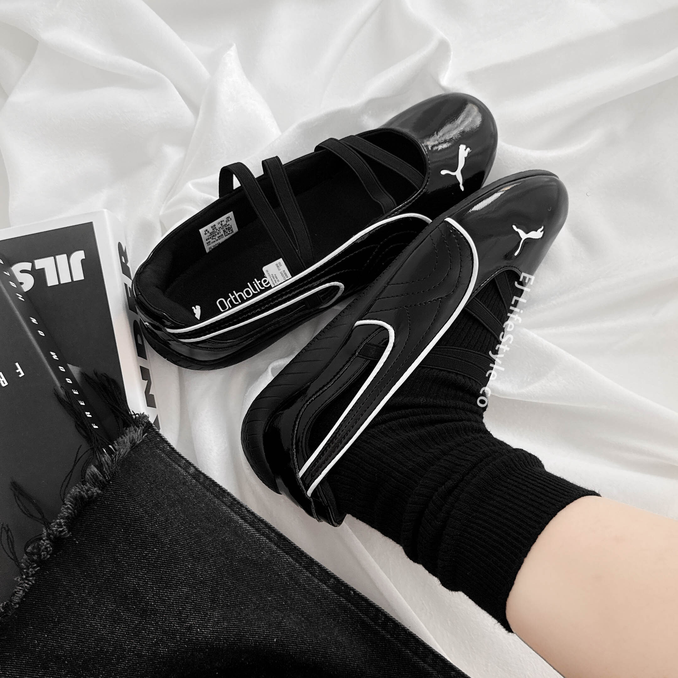 PUMA SPEEDCAT BALLET 賽車鞋 芭蕾舞鞋 涼鞋 漆皮黑 黑白 女鞋 404263-01 / 現貨