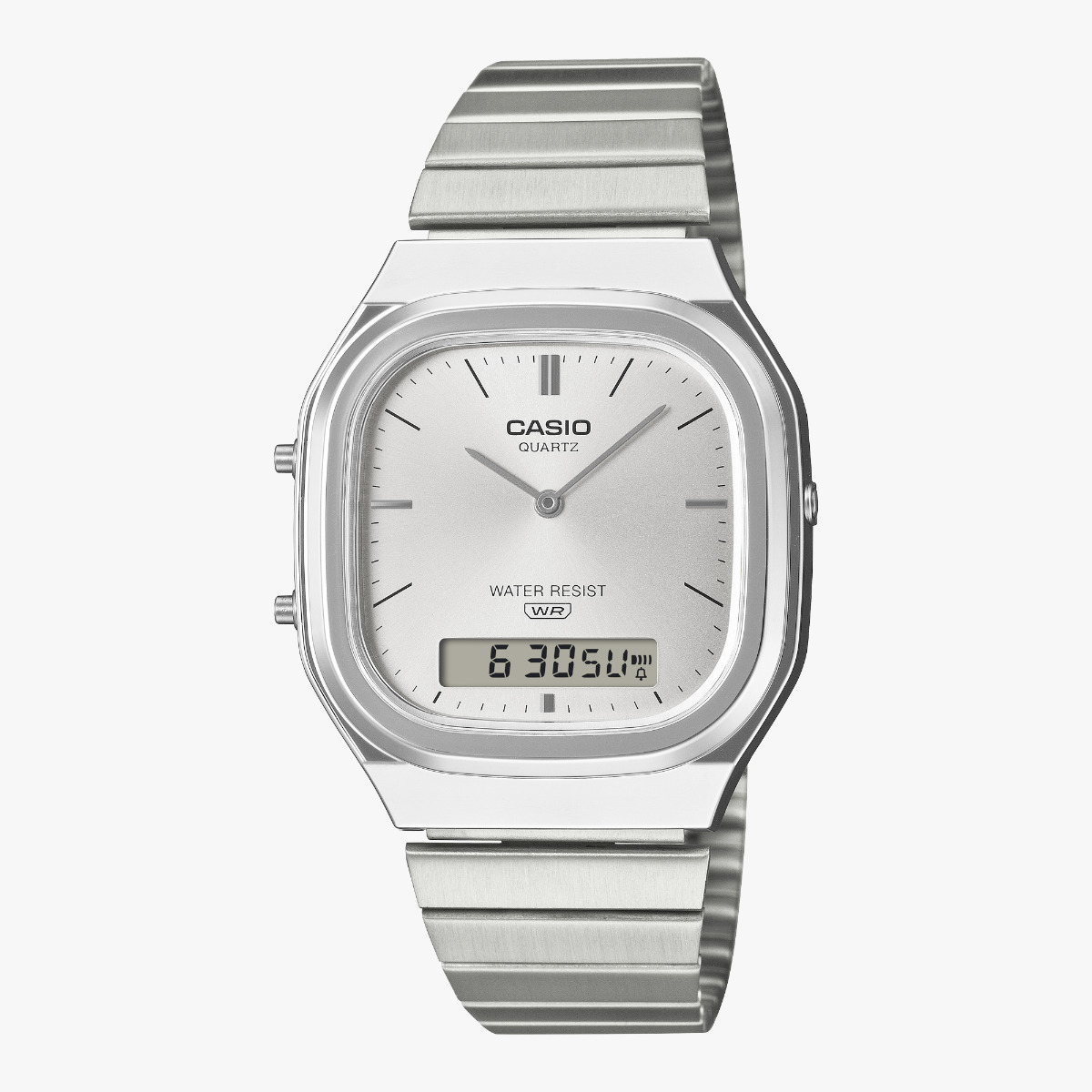 CASIO AQ-240E-7A 銀色 雙顯 方形 復古錶