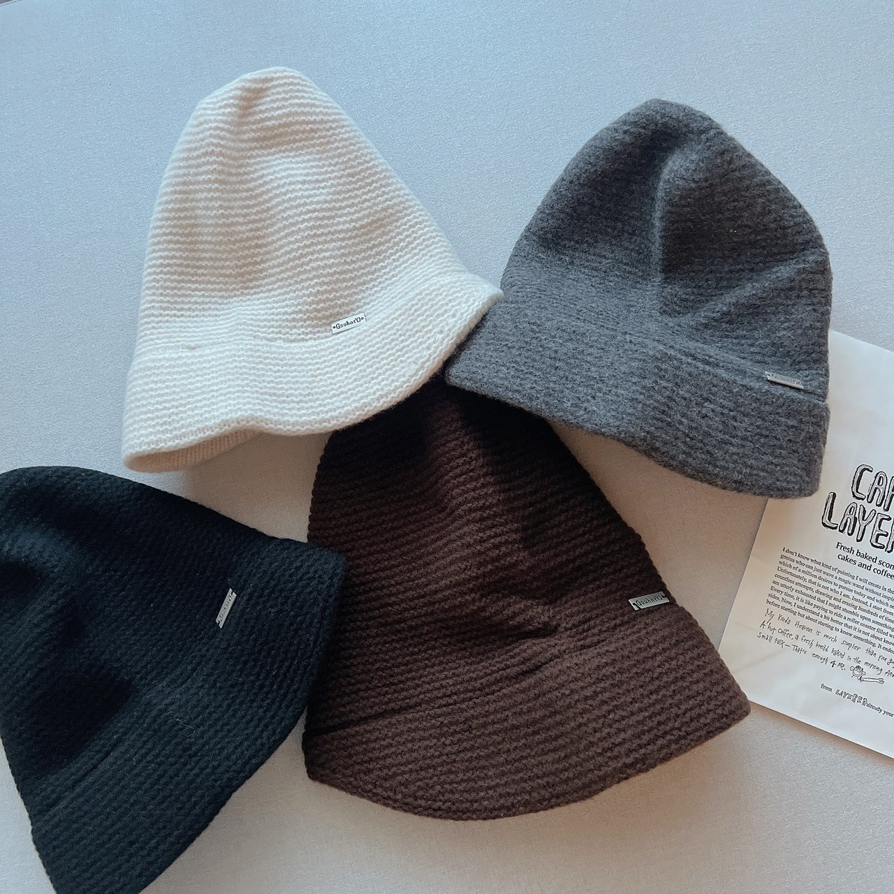 100純羊毛短沿針織帽/四色