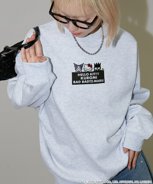 日本🇯🇵連線 PUBLUX x SANRIO 三麗鷗角色植絨刺繡圓領長袖衛衣 刺繡 寬鬆 Oversize 大學T 套頭衫 長袖 2色(任買兩件711免運)/預購