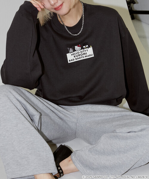 日本🇯🇵連線 PUBLUX x SANRIO 三麗鷗角色植絨刺繡圓領長袖衛衣 刺繡 寬鬆 Oversize 大學T 套頭衫 長袖 2色(任買兩件711免運)/預購