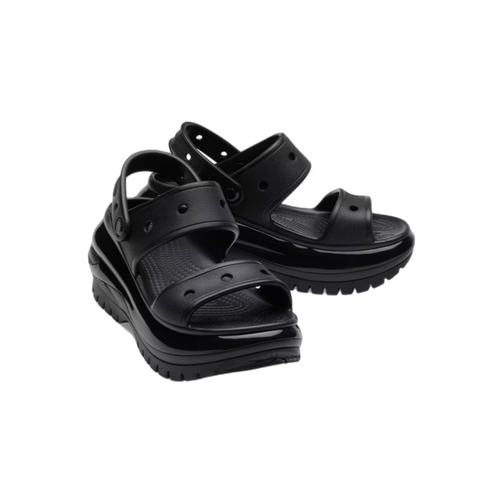 CROCS MEGA CRUSH SANDAL 光輪 厚底 增高 涼拖鞋 防水 白/黑