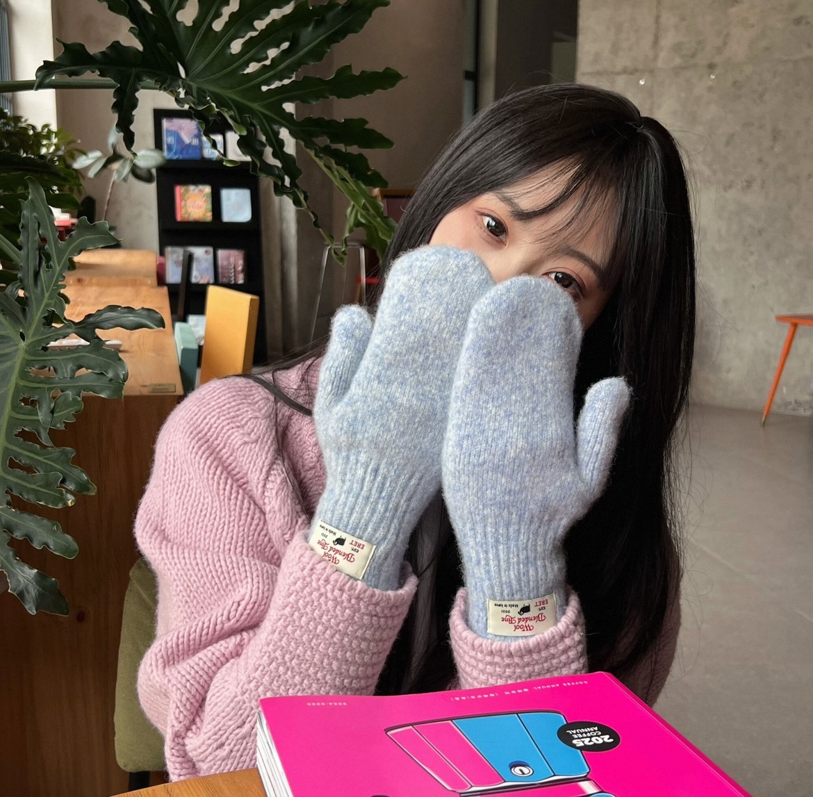 100%純羊絨針織滿版手套/七色