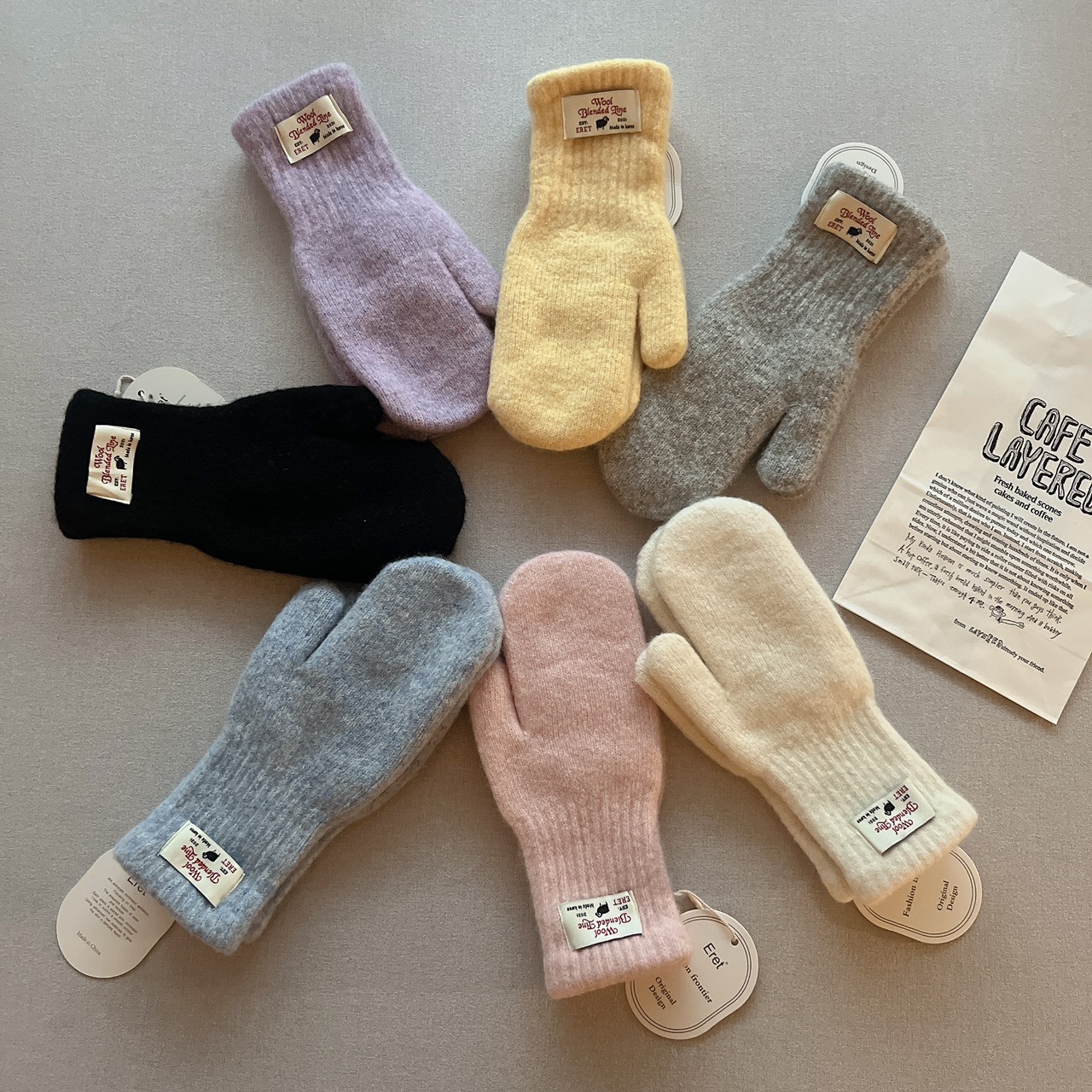 100%純羊絨針織滿版手套/七色