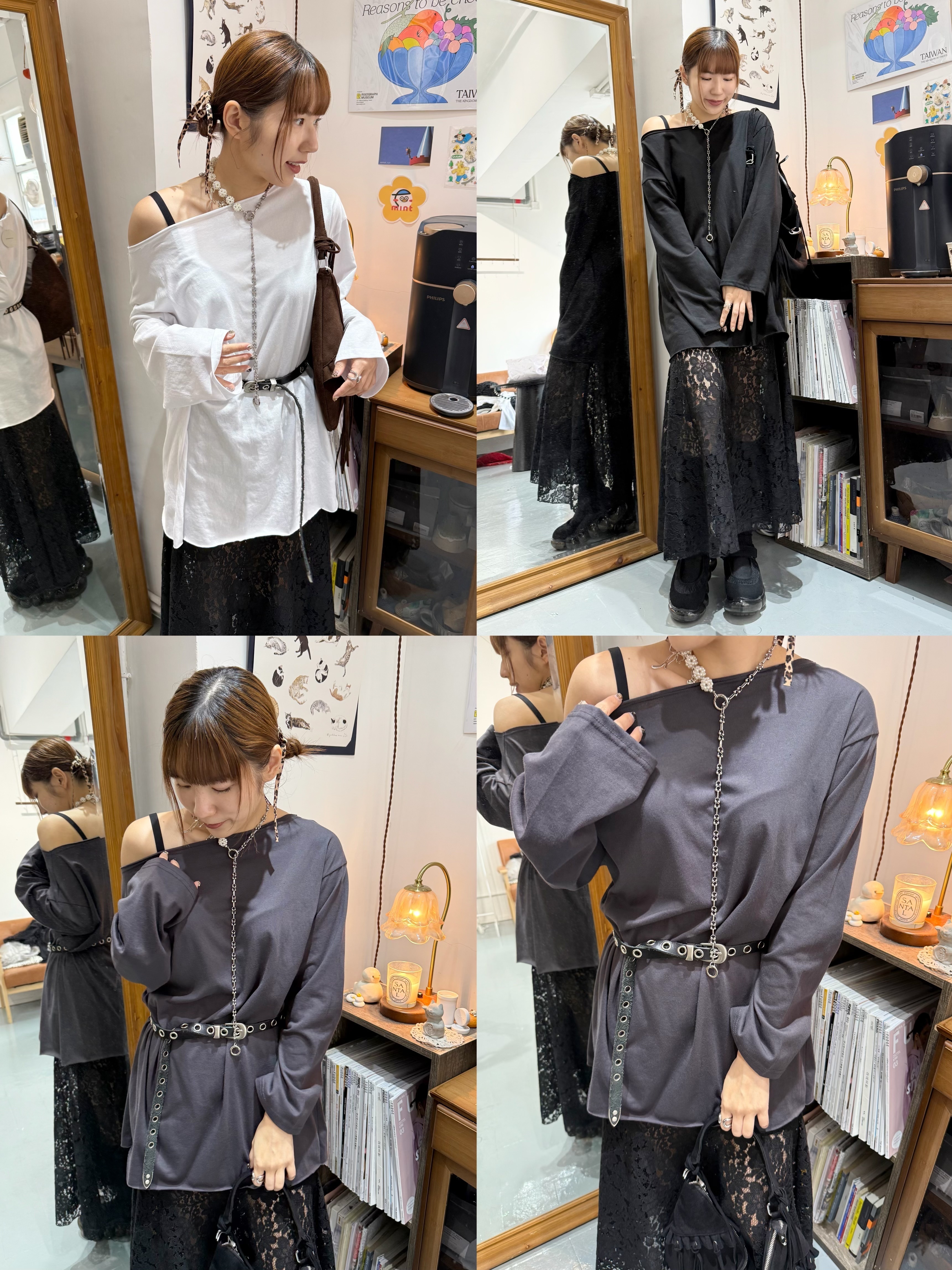 必買斜肩OVERSIZE TOP