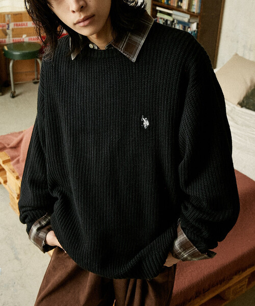 日本🇯🇵連線 U.S. POLO ASSN. X PUBLUX 刺繡圓領羅紋針織毛衣 針織 毛衣 針織衫 長袖 簡約 刺繡 4色(任買兩件711免運)/預購