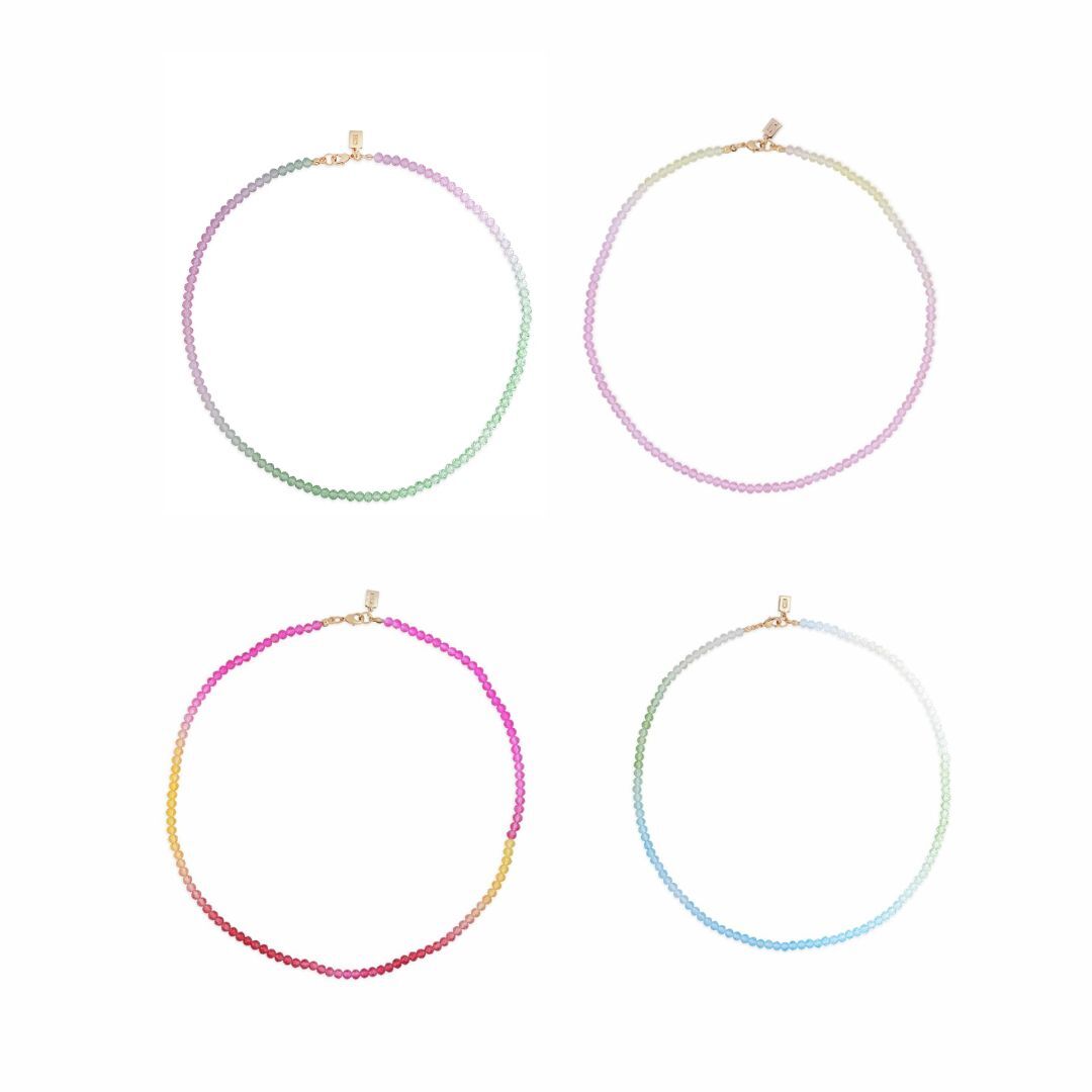 1CZ1024-109 CRYSTAL HAZE Candy Floss Necklace Blue Mint/Sunrise/Sunset/Lavender Green (A-EU-E)