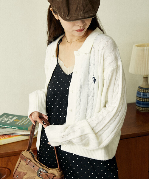 日本🇯🇵連線 U.S. POLO ASSN. X PUBLUX 刺繡絞花針織Polo衫 排扣 針織衫 開襟衫 Polo衫 長袖 刺繡 外套 外搭 3色(任買兩件711免運)/預購