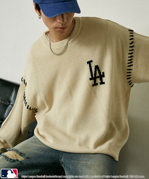 日本🇯🇵連線 MLB 日本支線 棒球縫線Logo刺繡針織衫 隊徽 刺繡 休閒 毛衣 針織衫 長袖 oversized 寬鬆 5款(任買兩件711免運)/預購