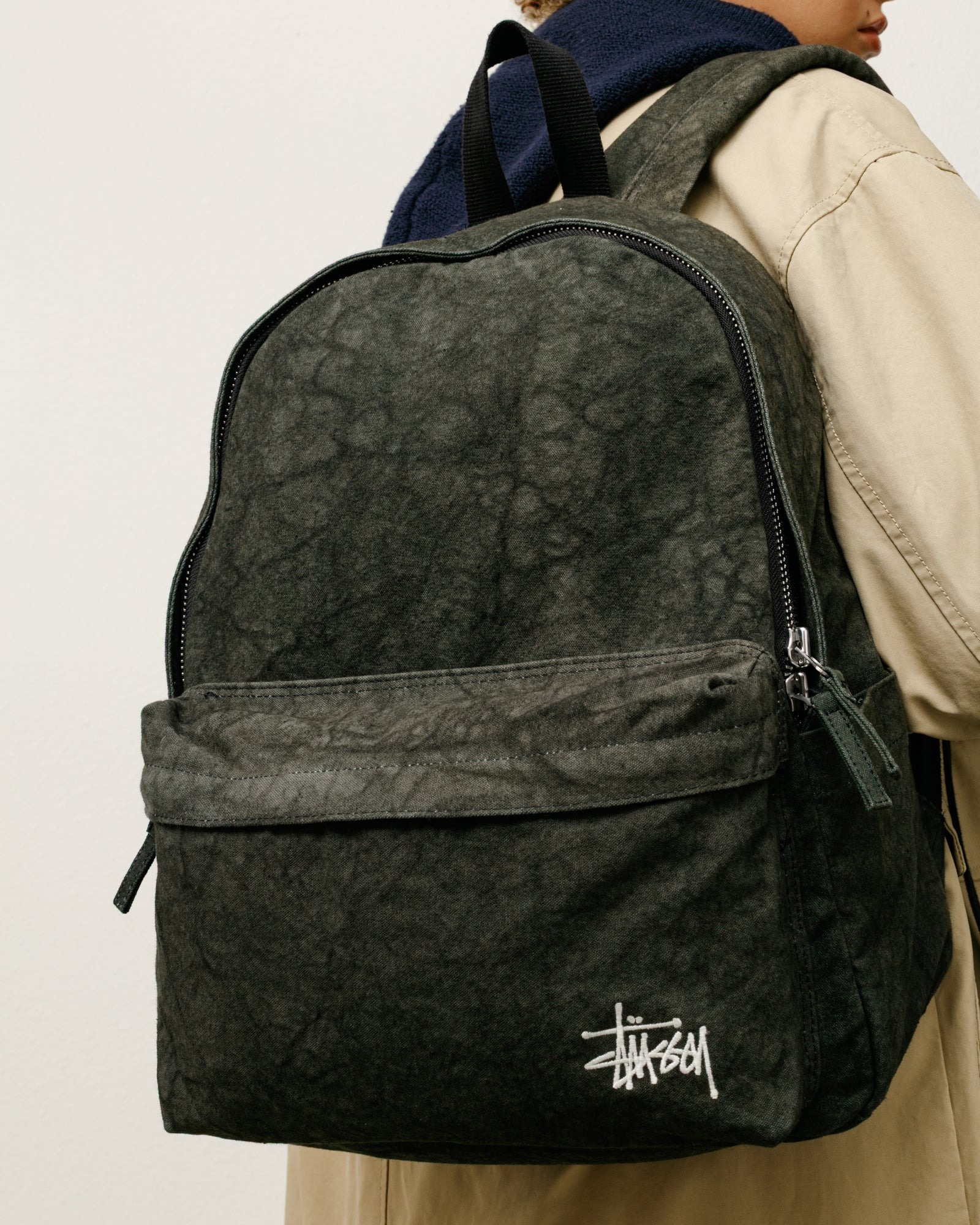 STUSSY CANVAS BACKPACK 洗水黑