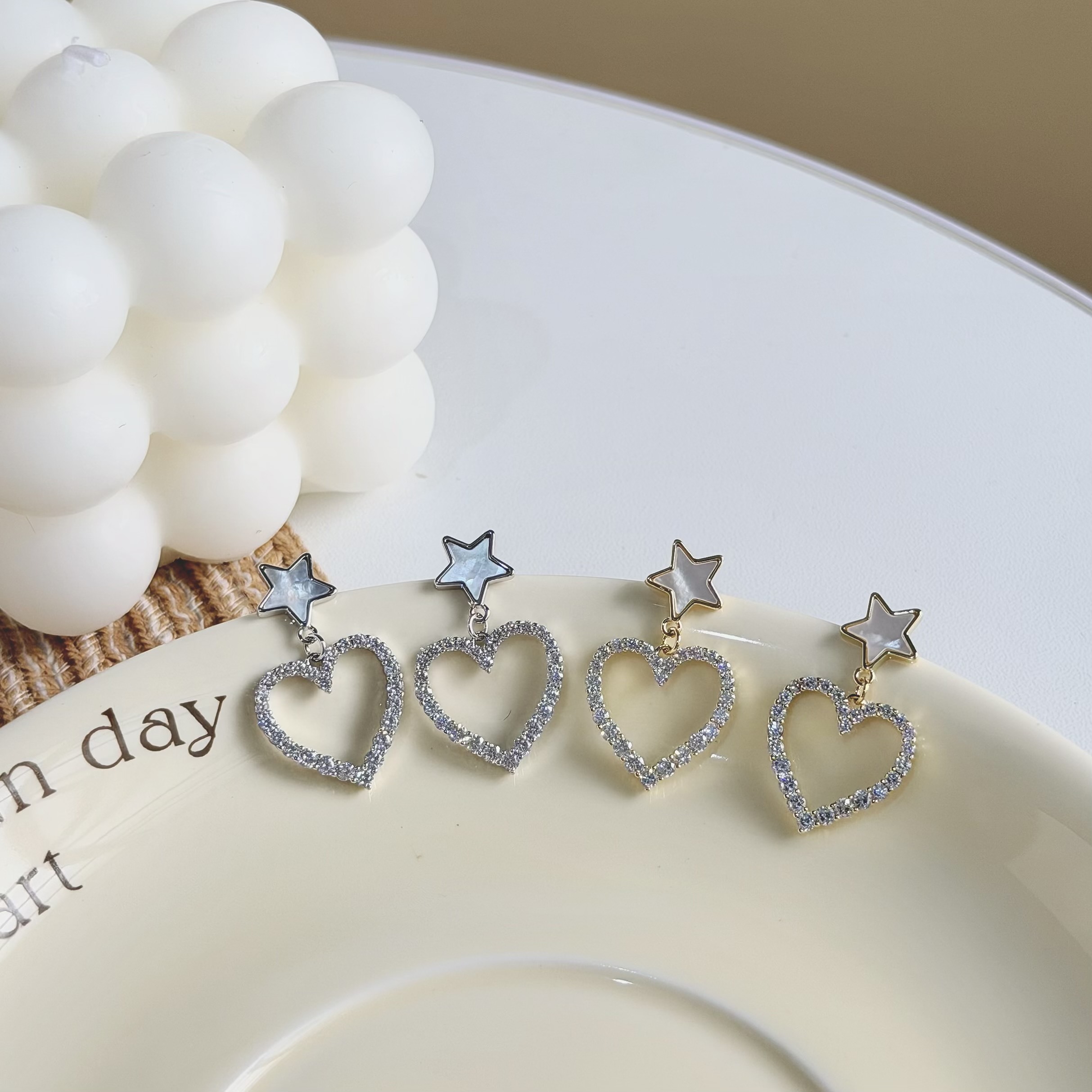 C198排鑽貝殼星星愛心耳針