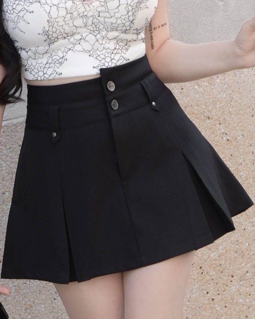 訂製-個性雙腰結百褶褲裙