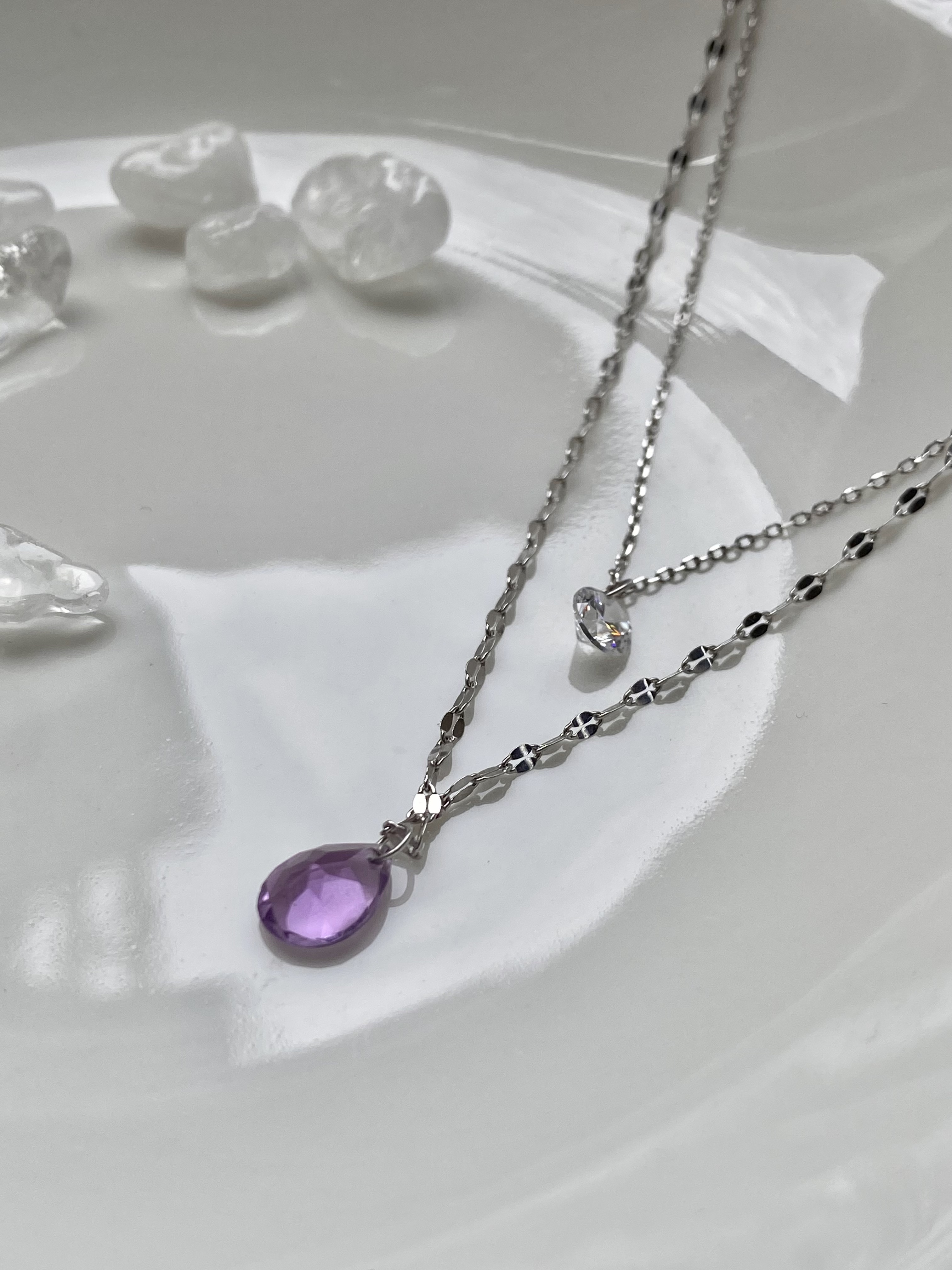 Soulmira｜海映星語—鋯石水晶雙層項鍊