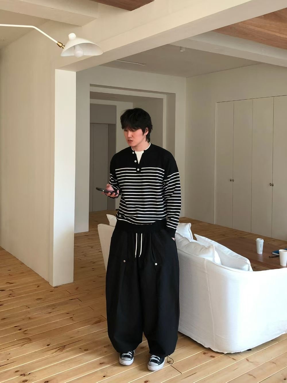 【預購】條紋開襟針織上衣 韓系極簡百搭