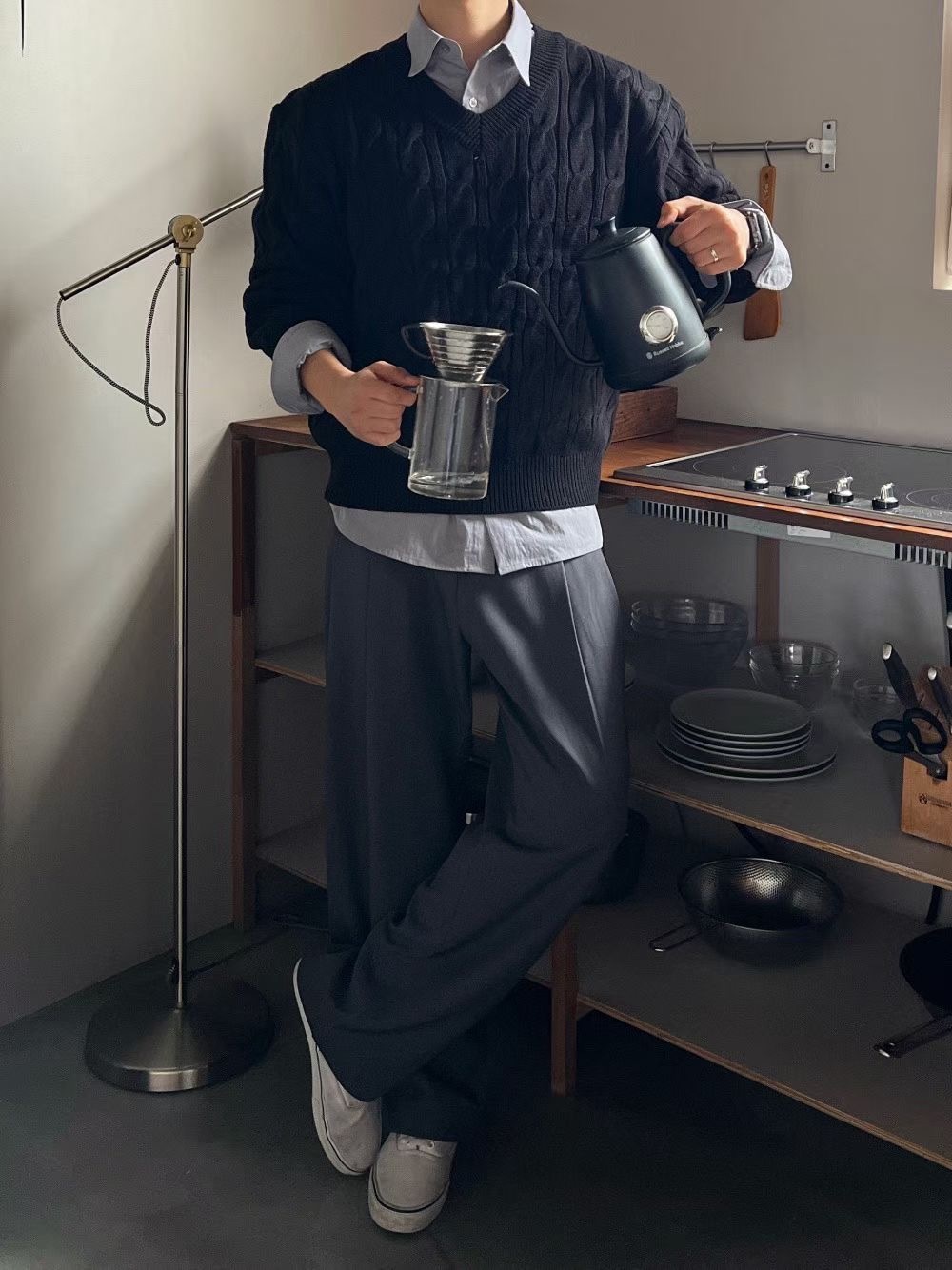 【預購】V領麻花針織上衣 韓系氣質百搭