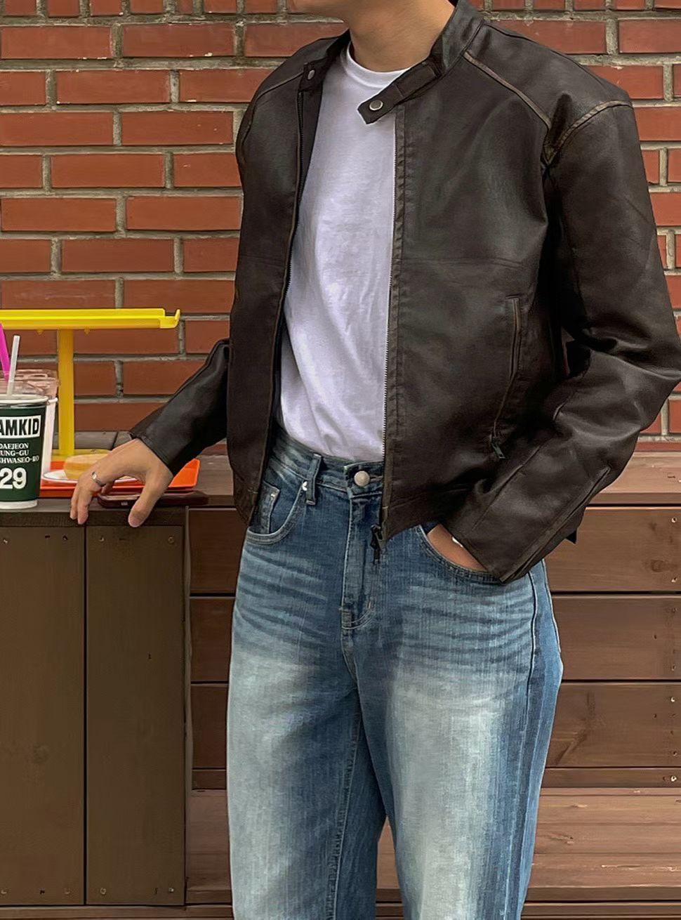 【預購】立領皮外套 短版設計 韓系極簡機車風