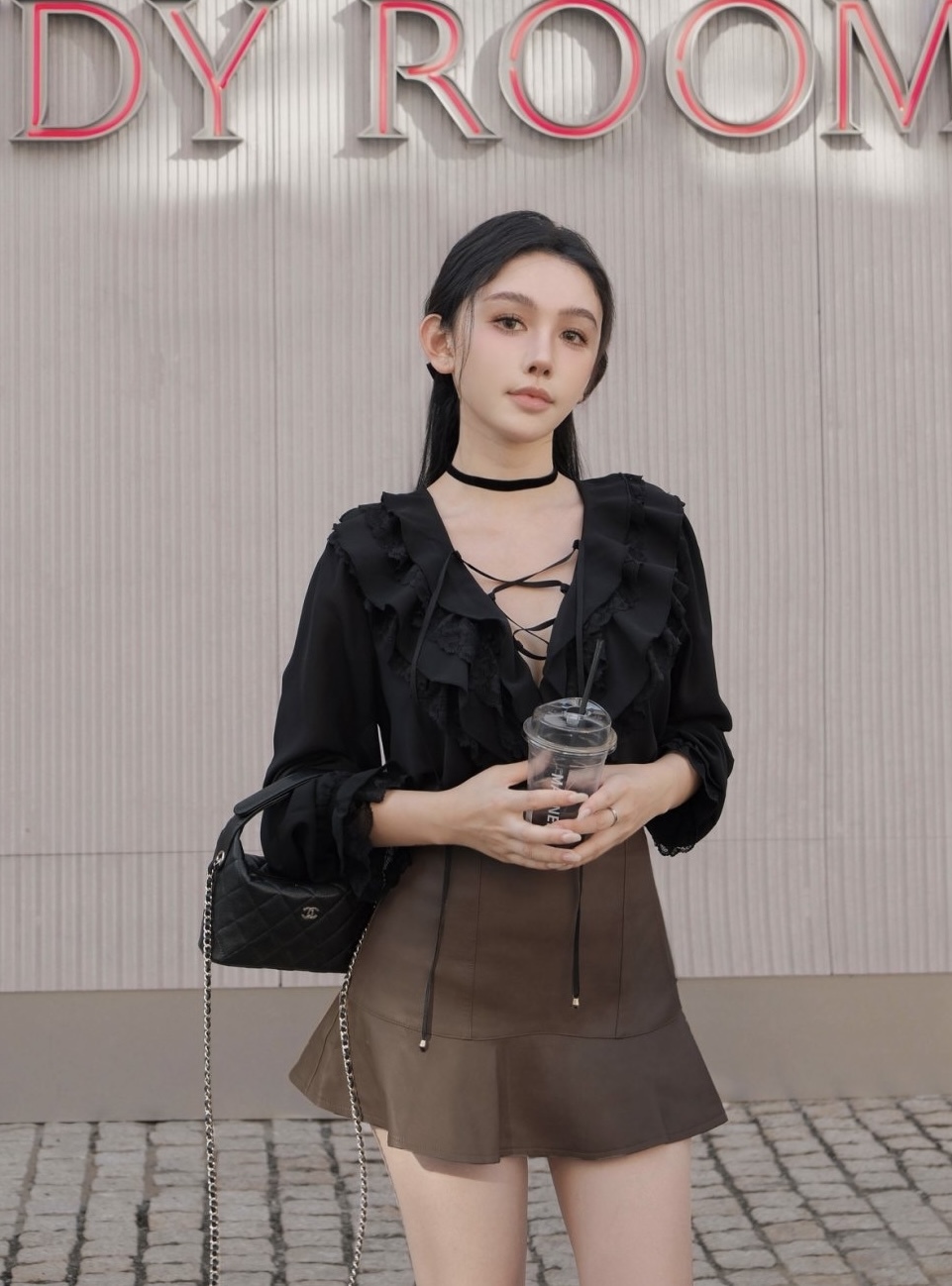 訂製-浪漫多層蕾絲荷葉雪紡襯衫