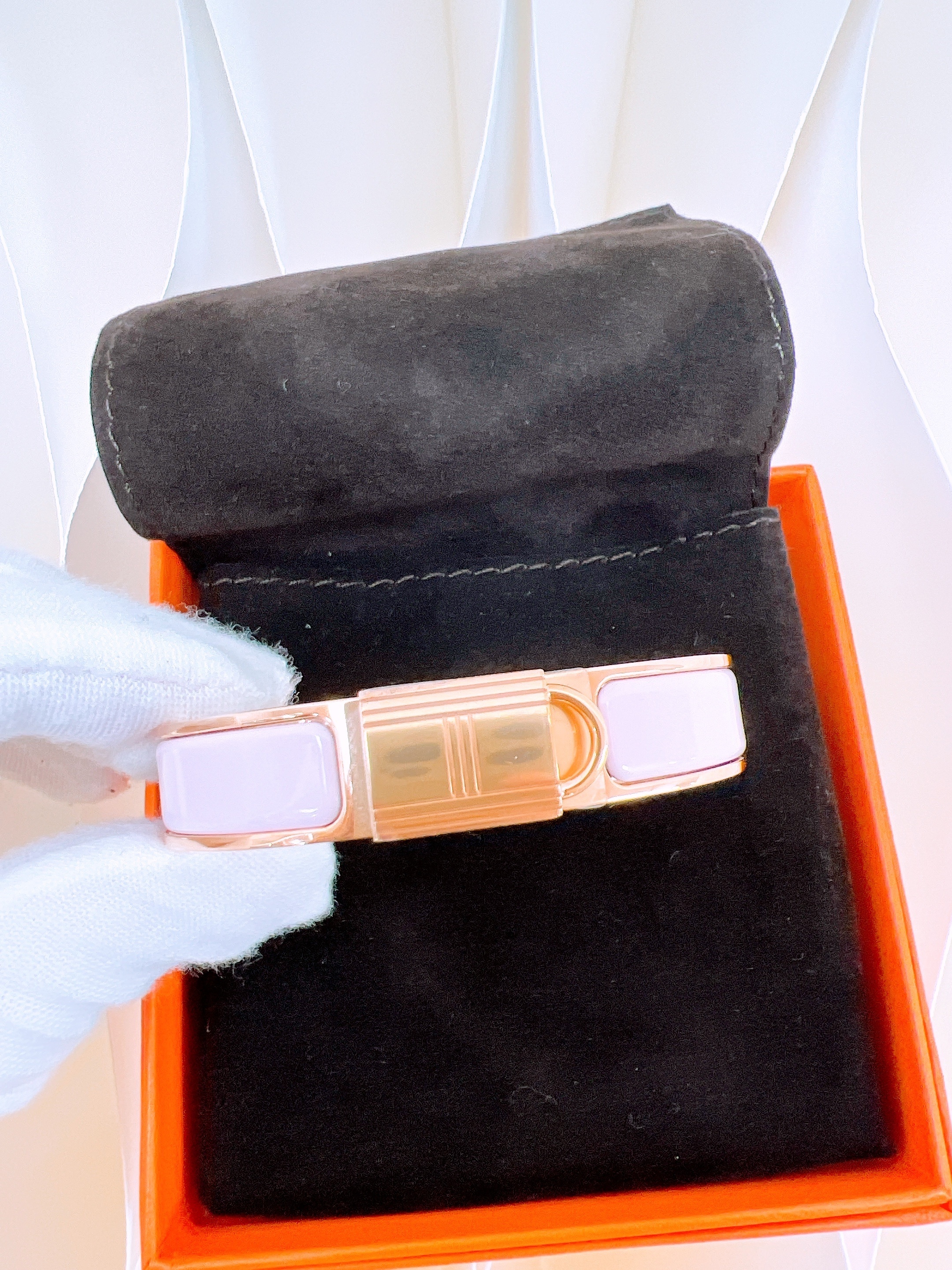 *Unused* Hermes clic cadenas bracelet (pink/ RGHW)