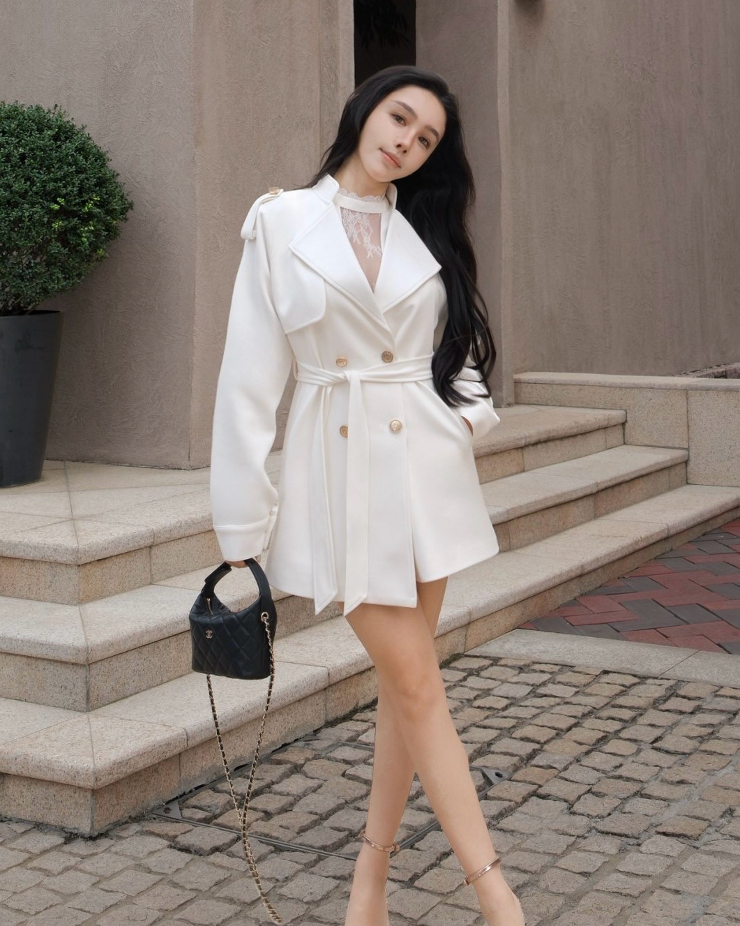 訂製-個性立領排釦風衣外套