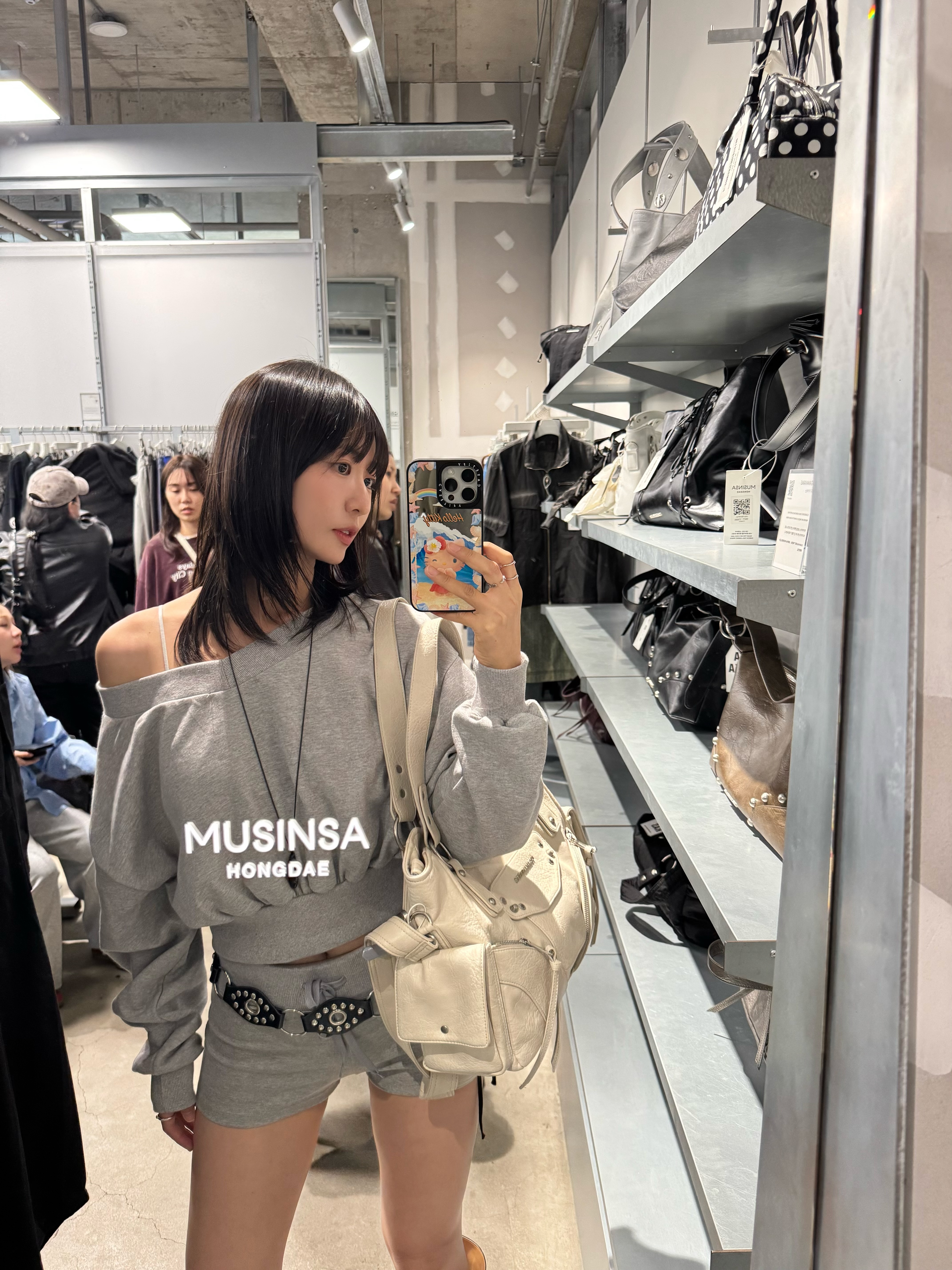 (訂購)小辣妹衛衣短褲套裝 P1028(灰/黑)