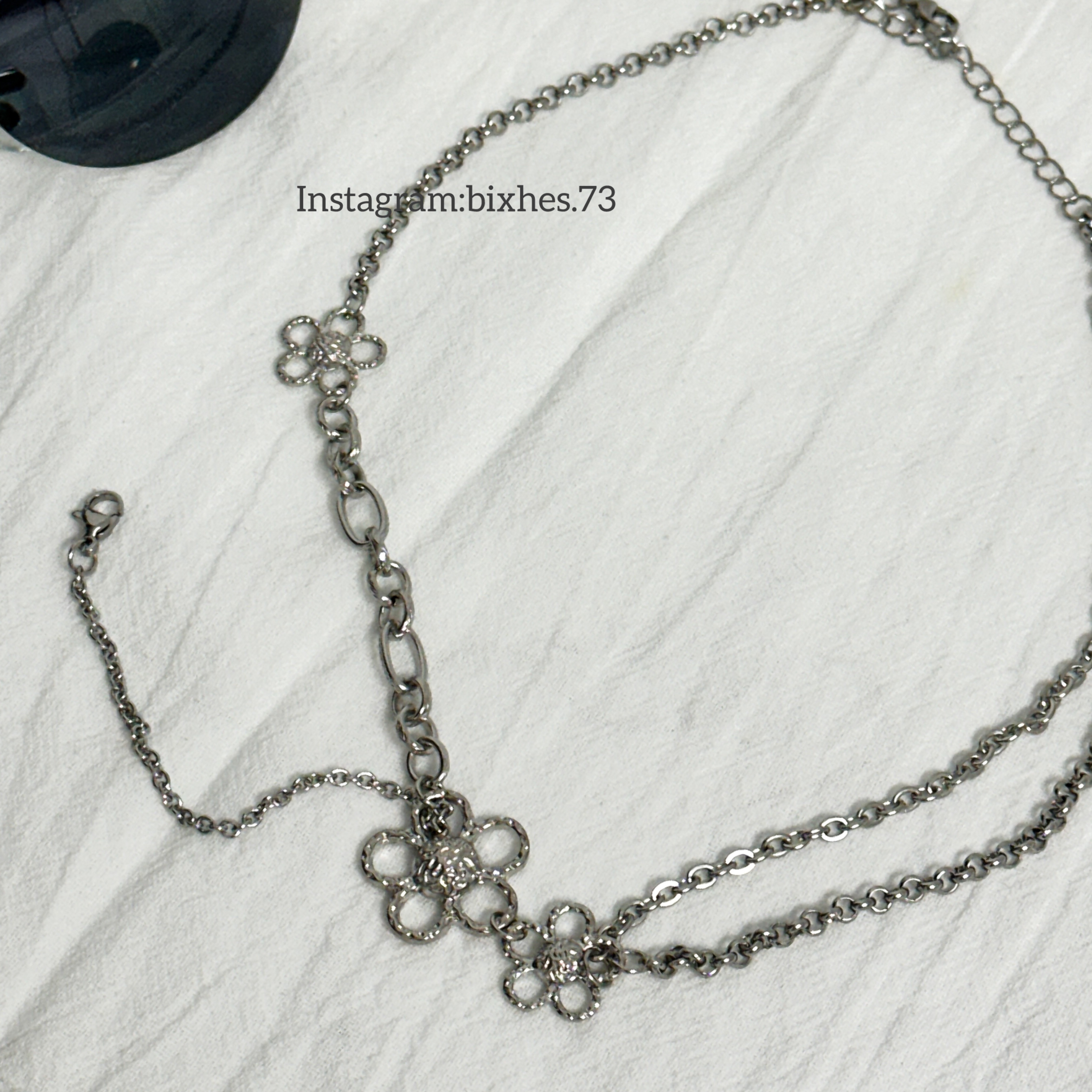 鏤空拼接雙層花花項鍊(K00005)