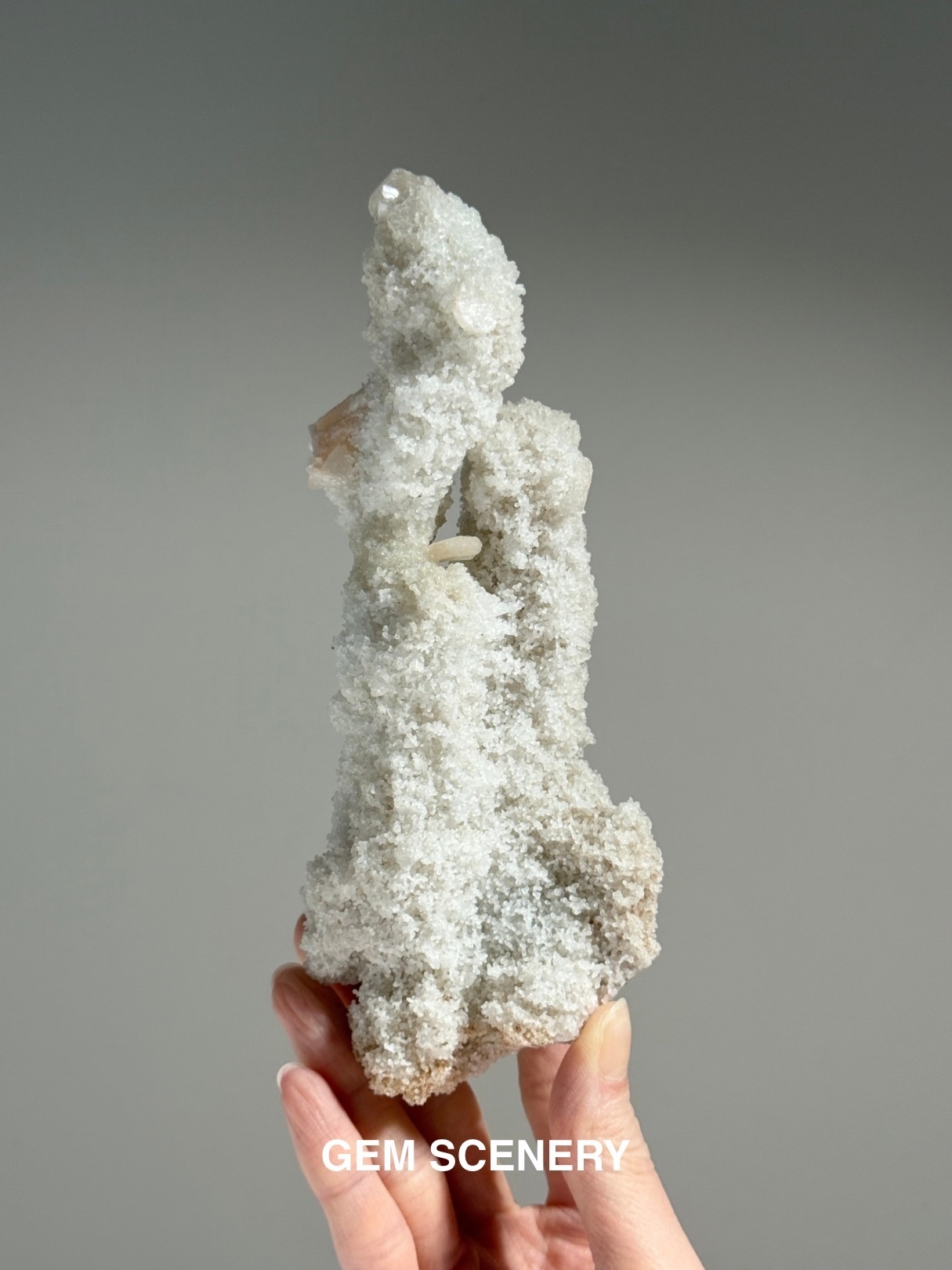 The Silent Pillar - Stilbite with Chalcedony Stalactite