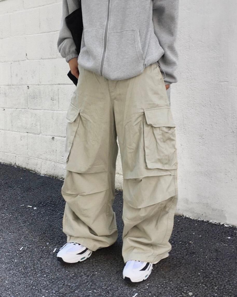 淨色可束腳工裝鬆身褲 WD-171P