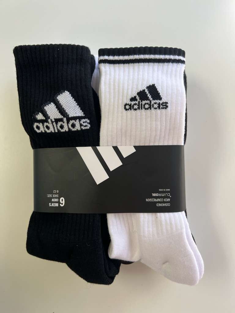 【現貨】ADIDAS H102452 男裝6對裝長襪 （6-12）