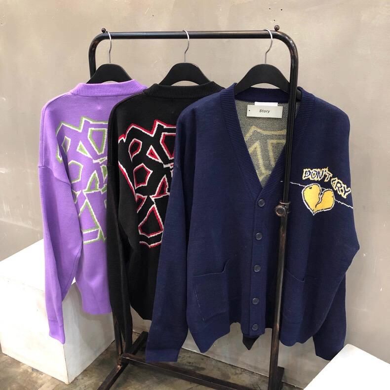 英文字開胸針織外套 JK2635