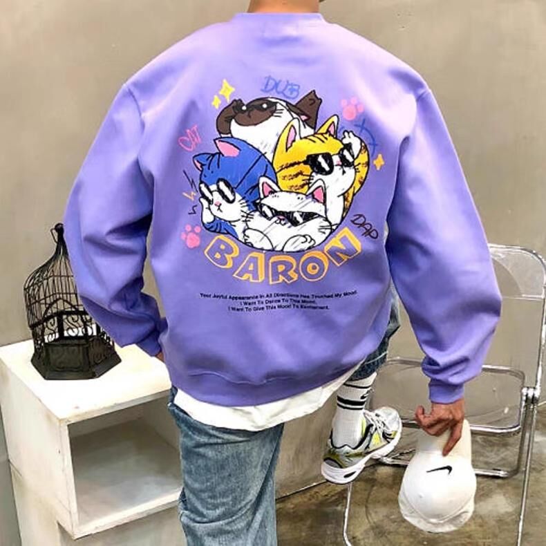 貓仔圖案英文字衛衣 BARON-200T