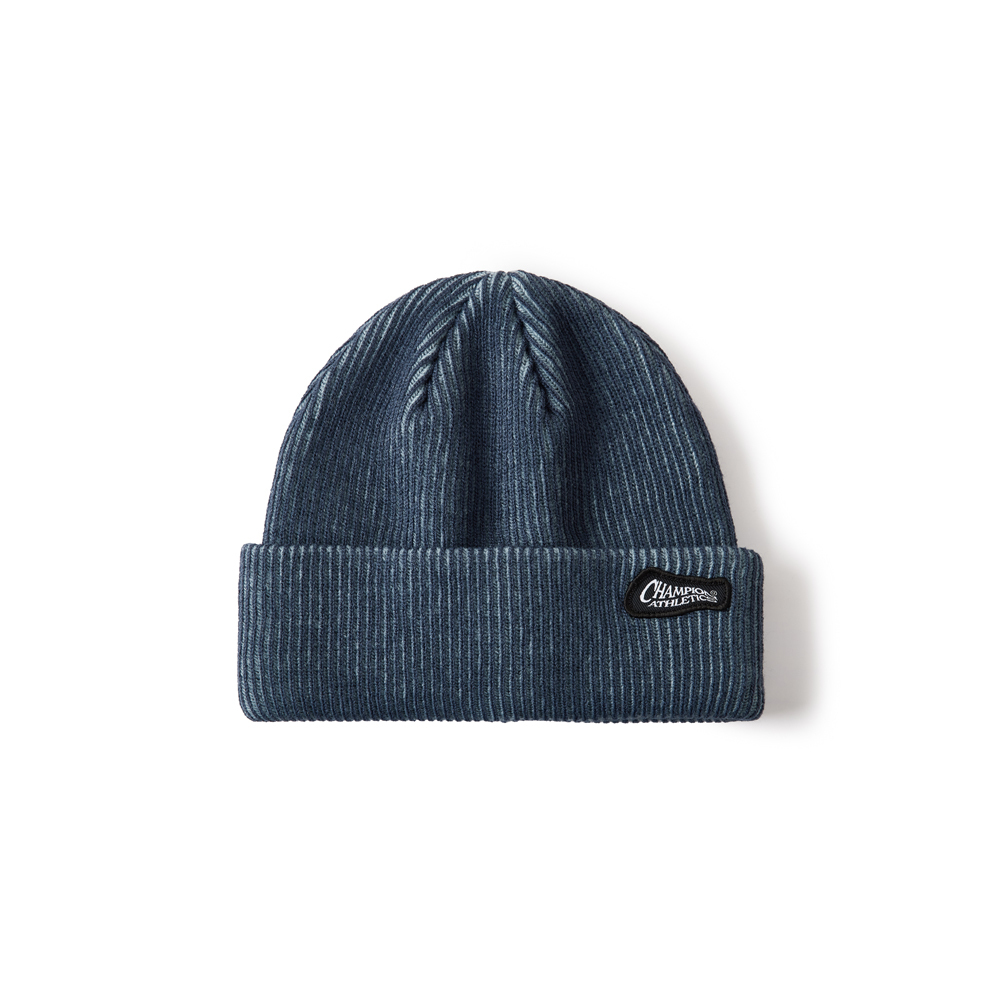 中性- RETRO SPORTS 布章刺繡反折毛帽- 藍色（U5DACCU19M6）